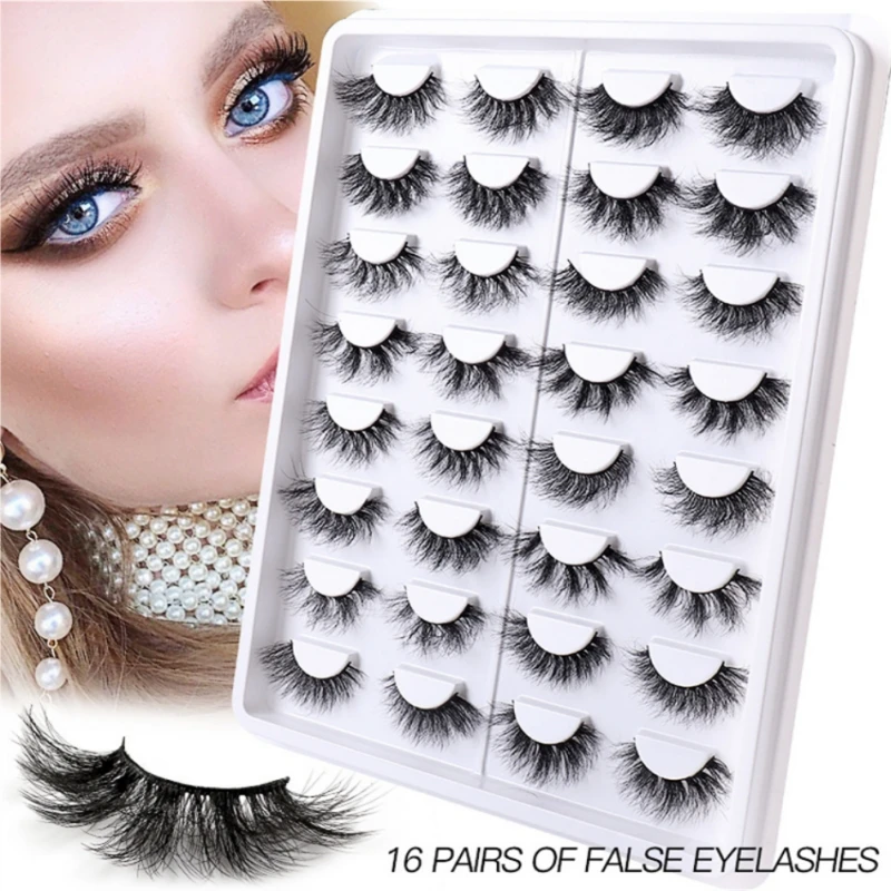 16 pairs/Tray  8D multi-texture Deep-fried persistent curling easy to operate false eyelashes