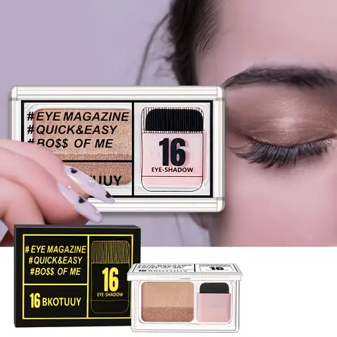 Shimmer Dual‑Color Eyeshadow Palette‑Included Brush, Long‑Lasting Waterproof Finish, Matte & Shimmer Textures in Neutral Beige/Brown/Grey, Blendable Formula for Daily & Evening Looks, Suitable for Both Beginners and Professionals, Sleek Packaging, Smooth