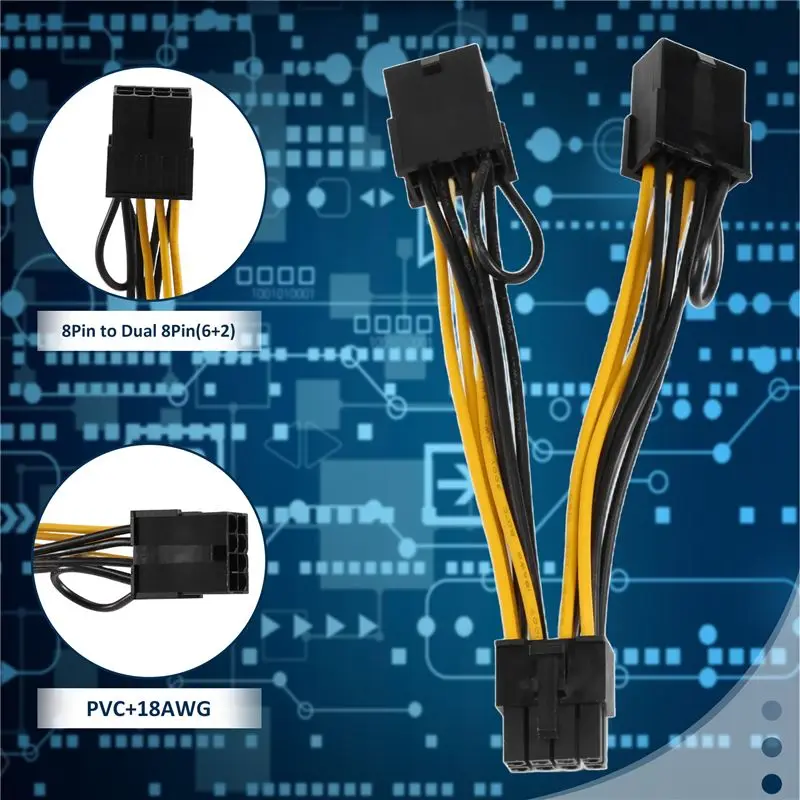 N35R-8Pin To Dual 8Pin(6+2) Power Cable GPU Power Cable For Tesla K80 M40 M60 P40 P100