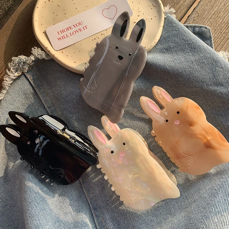 

Korean New Fashion Fun Animal Hair Clip Claw 5cm Cute Cartoon Rabbit Acetic Acid Shark Clip Hair Accessories