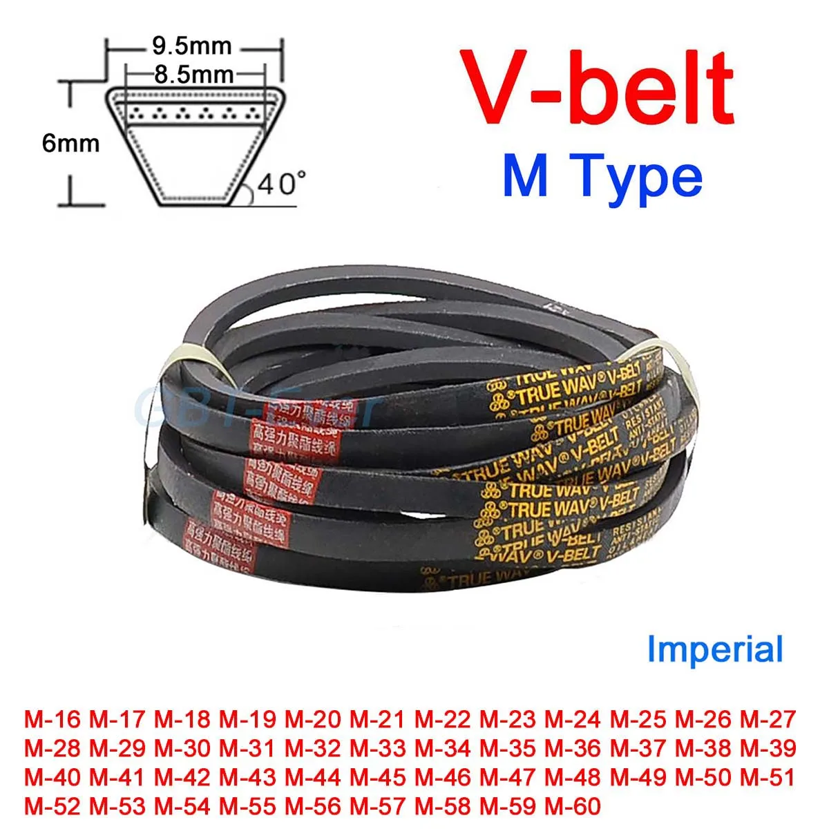 1Pcs M Type Triangle Belt V-belt Mechanical Industrial Transmission Belt M-16/17/18/19/20/21/22/23/24/25/26/27/28/29/30 ~60 Inch