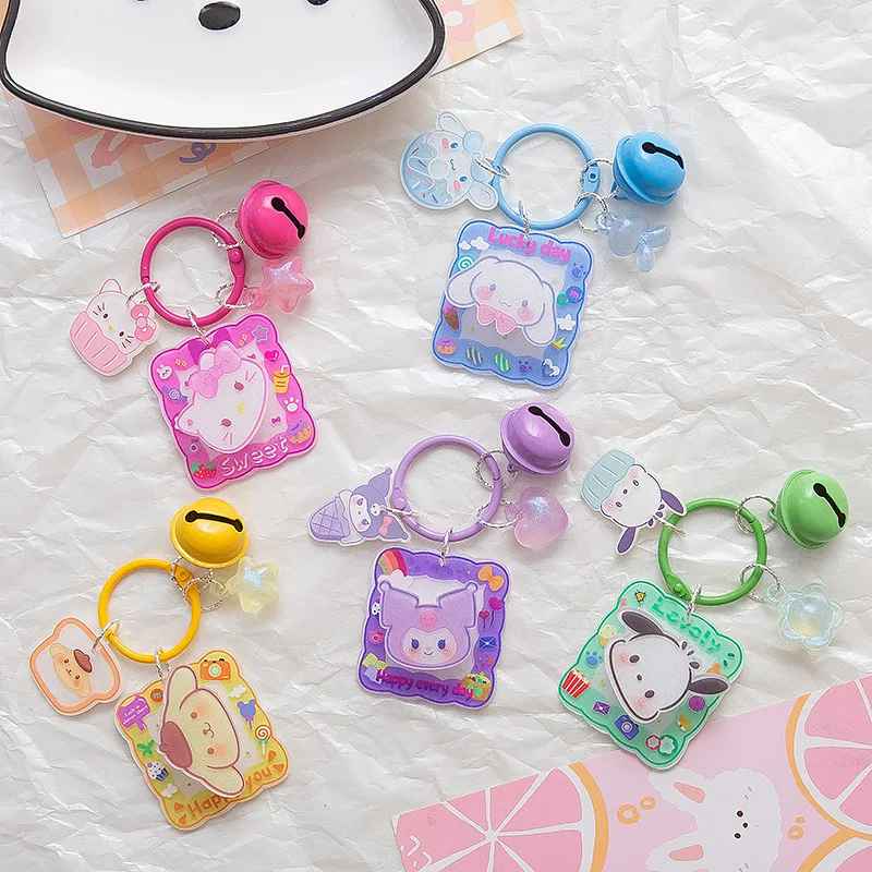 Candy Colored Cute Sanrios Resin Pendant Rotatable Cartoon Keychain Backpack Acrylic Various Decorative Accessories Small Gifts