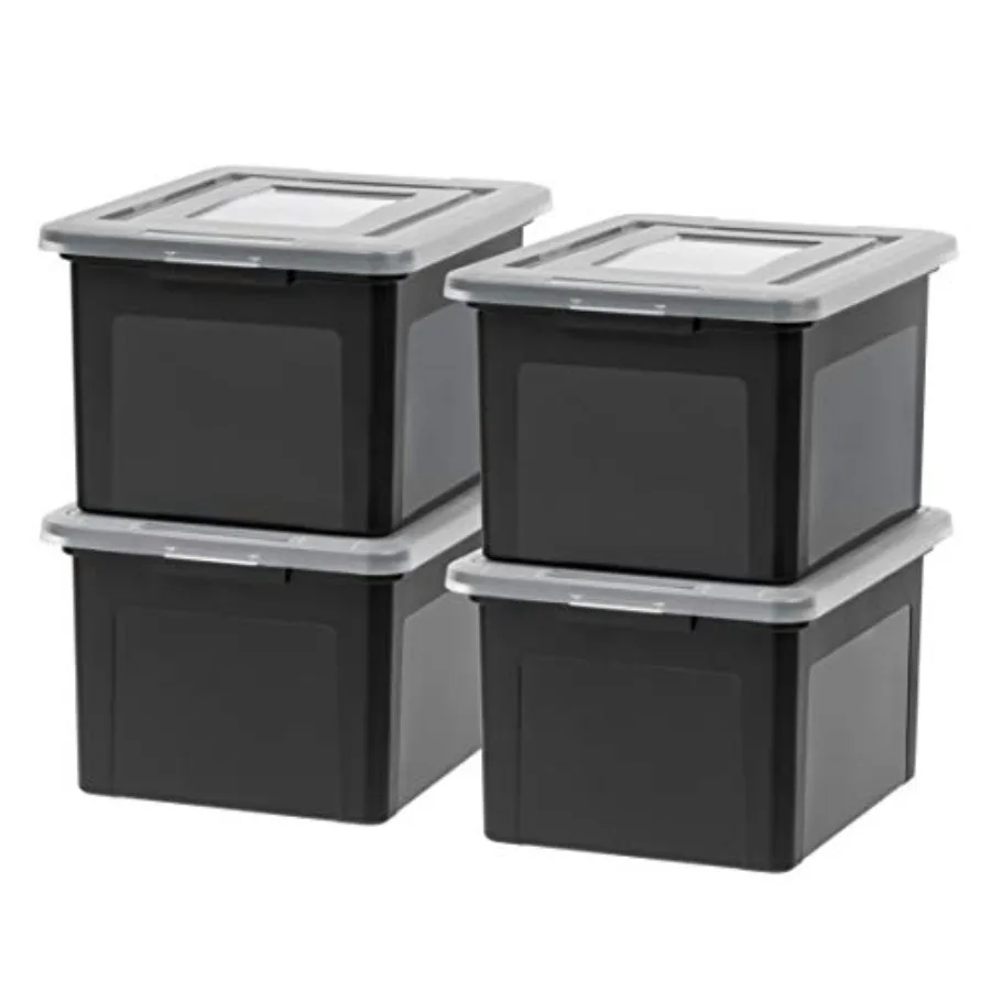 

File Box, Plastic File Organizer with Lids for Letter/Legal File, Portable Document Box For Moving, Storage Bin with Durable an