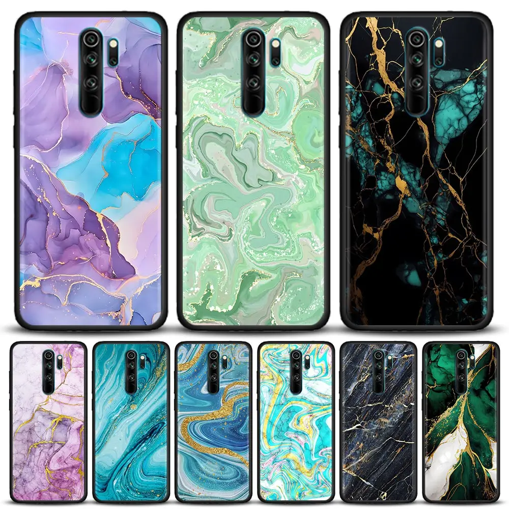 Watercolor Abstract Marble Pattern Phone Case For Xiaomi Redmi Note 10 Pro 8 9 11 12 Pro Plus 7 8T 9T 10S 11S 12 Soft Back Cover