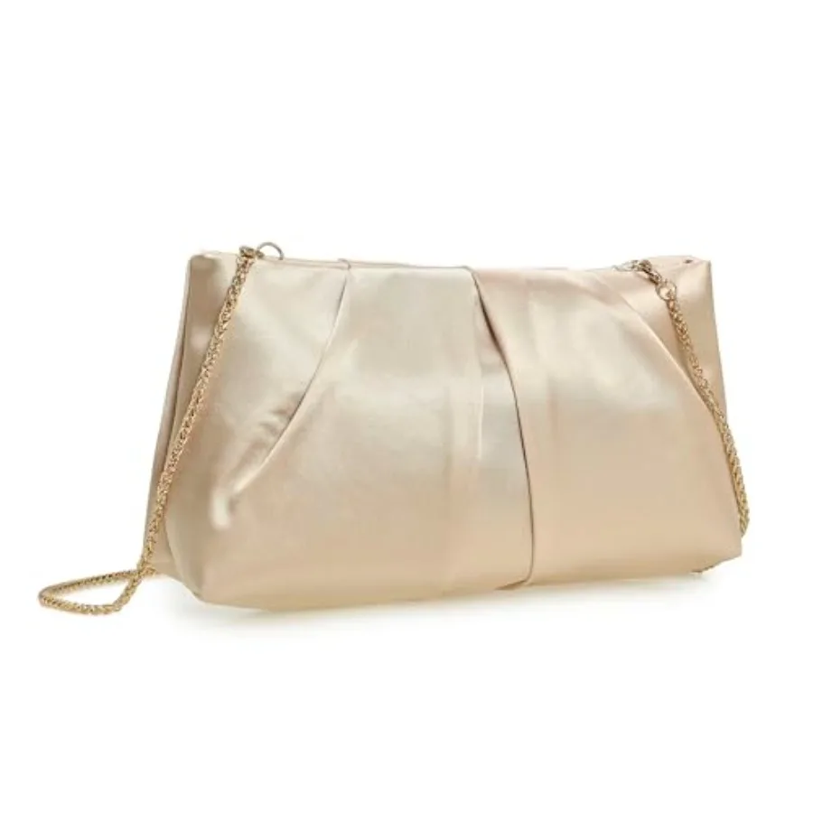 CHARMING TAILOR Evening Bag Women Wedding Party Handbag Small Dressy Formal Purse Pleated Satin Clutch