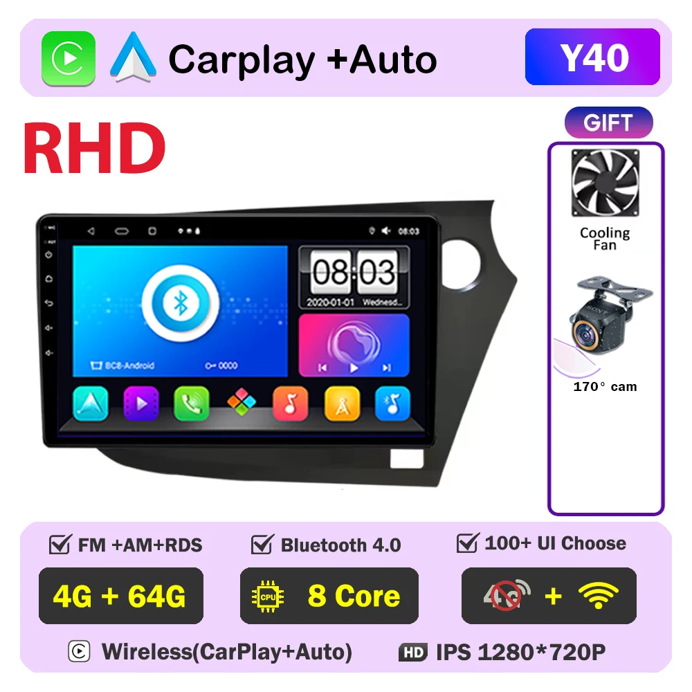 Autoradio Android Navigatie Voor Honda Insight 2009 2010 2011-2014 Multimedia Video Player Head Unit Geen 2din DVD QLED scherm