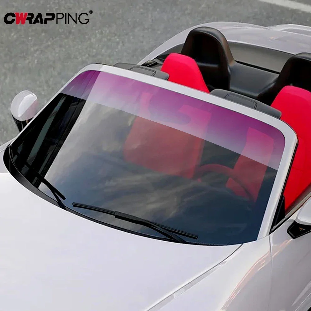 Car Gradient Color Solar Film Glass Insulation Front Waterproof Sunscreen Self-Adhesive Paper Universal Auto Parts 20X150cm