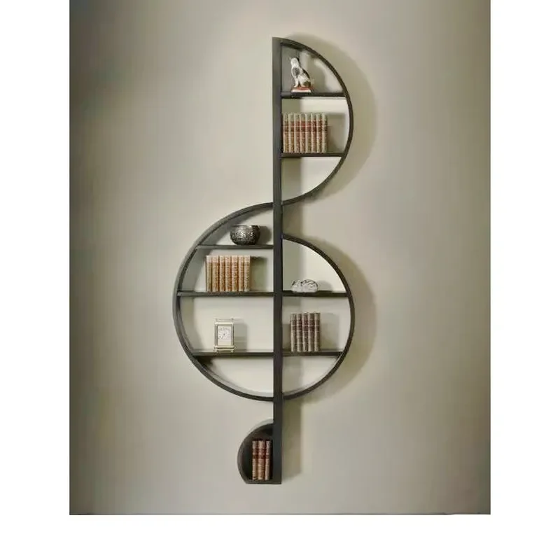 Vintage Wrought Iron Wall Shelf Music Note Design Multi Layer Storage Rack for Living Room Bar Decor Creative Metal Display