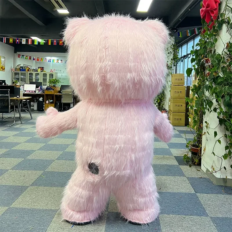 2.6m Giant Pink Inflatable Teddy Bear Cosplay Costume for Adult Mascot Animal Full Body Inflated Garment Halloween Walking Suit