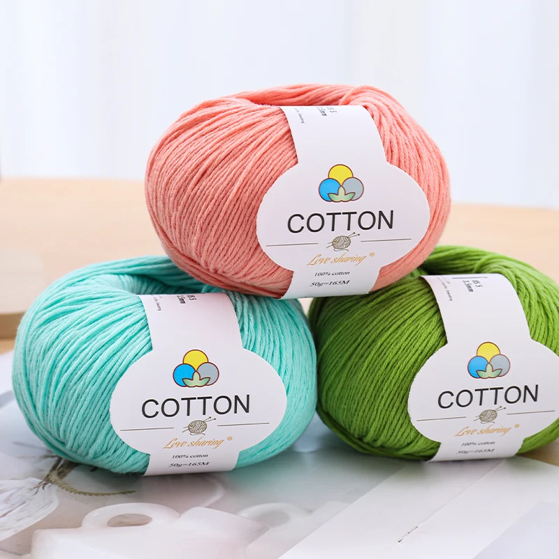 100% Pure Cotton Yarn, 3 Skeins*50G (Total 150 Grams), 3-Skein Pack of Pure Cotton Yarn, Skin-Friendly Yarn, Breathable, for Knitting Sweaters, Crocheting Blankets, Knitting Vests, Handmade Yarn, Multiple Color Options