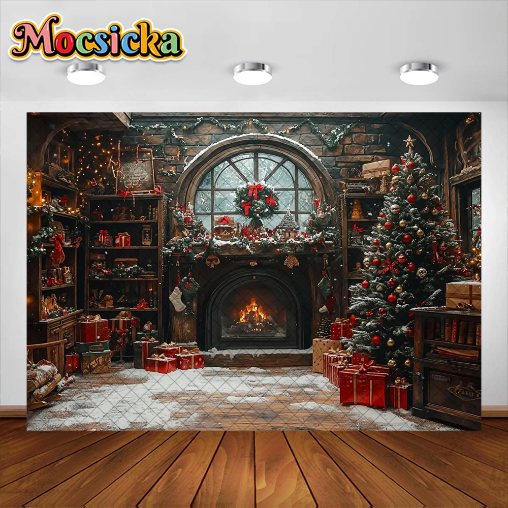 Christmas Photography BackgroundXmas Doll House Garland Holiday Decoration Adult Kid Portrait Photo Backdrops Studio Prop Banner