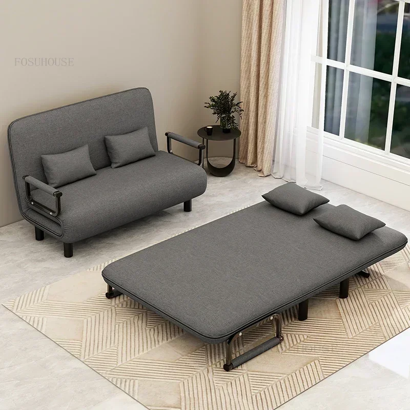 

Nordic Simple Living Room Sofas Multi-functional Small Apartment Single Folding Beds Double Fabric Living Room Study Office Sofa