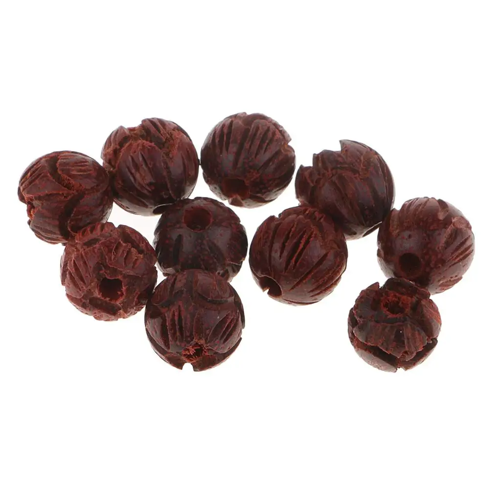 Sandalwood Hand Carved Lotus Pendant Charms Beads Bracelet Jewellry Finding