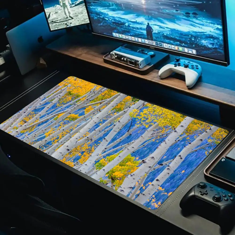 

Birch Tree Mouse Pad Computer Accessories Office Game Table Mats Rubber Anti-slip Gaming Keyboard XXL Mousepads Desk Pads 40X90