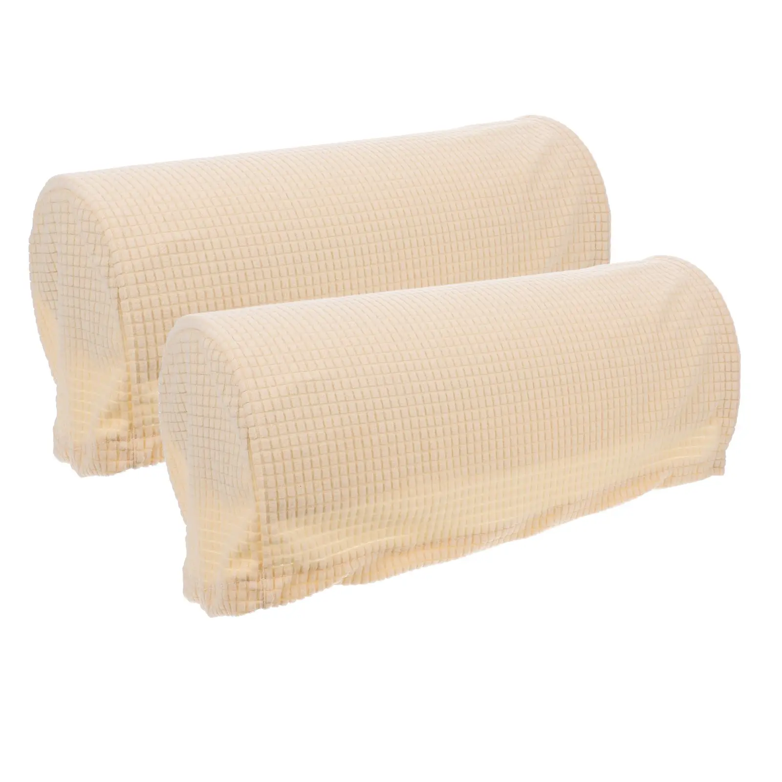 2Pcs Sofa Armrest Cover Stretchy Protector Beige Long Use Polyester Couch Arm Rest Covers Home Office Decor