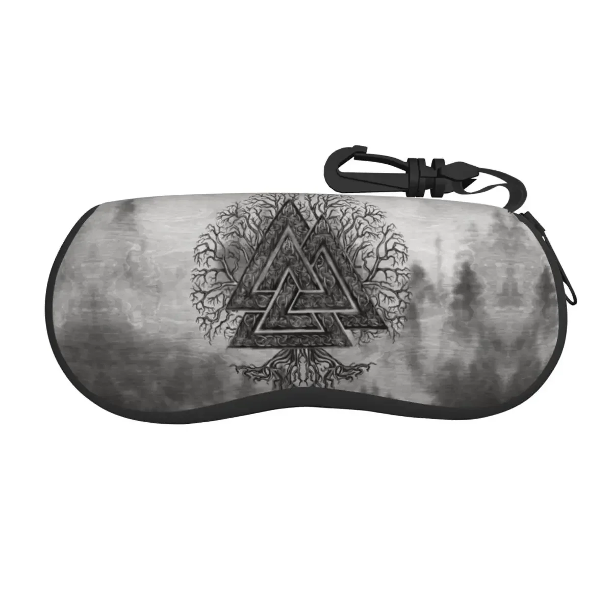 Valknut And Tree Of Life Yggdrasil Sunglasses Case Neoprene Zipper Norse Shell Eyeglass Case Protective Box For Glasses