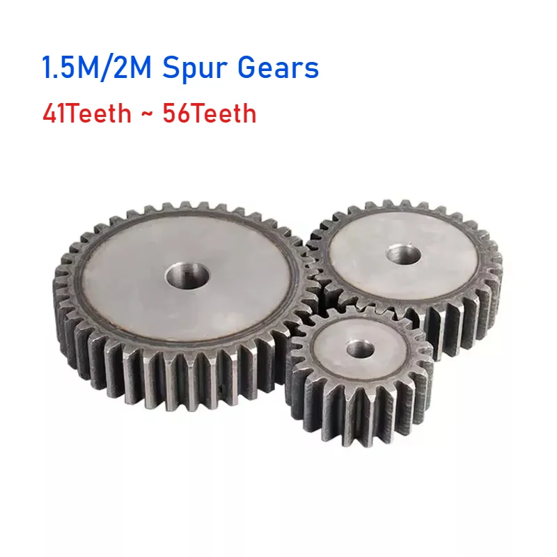 

1pcs 1.5M/2M Spur Gears 41/42/43/44/45/46/47/48/49/50~56Teeth 45# Steel Thickness 15/20mm Transmission Gear For CNC