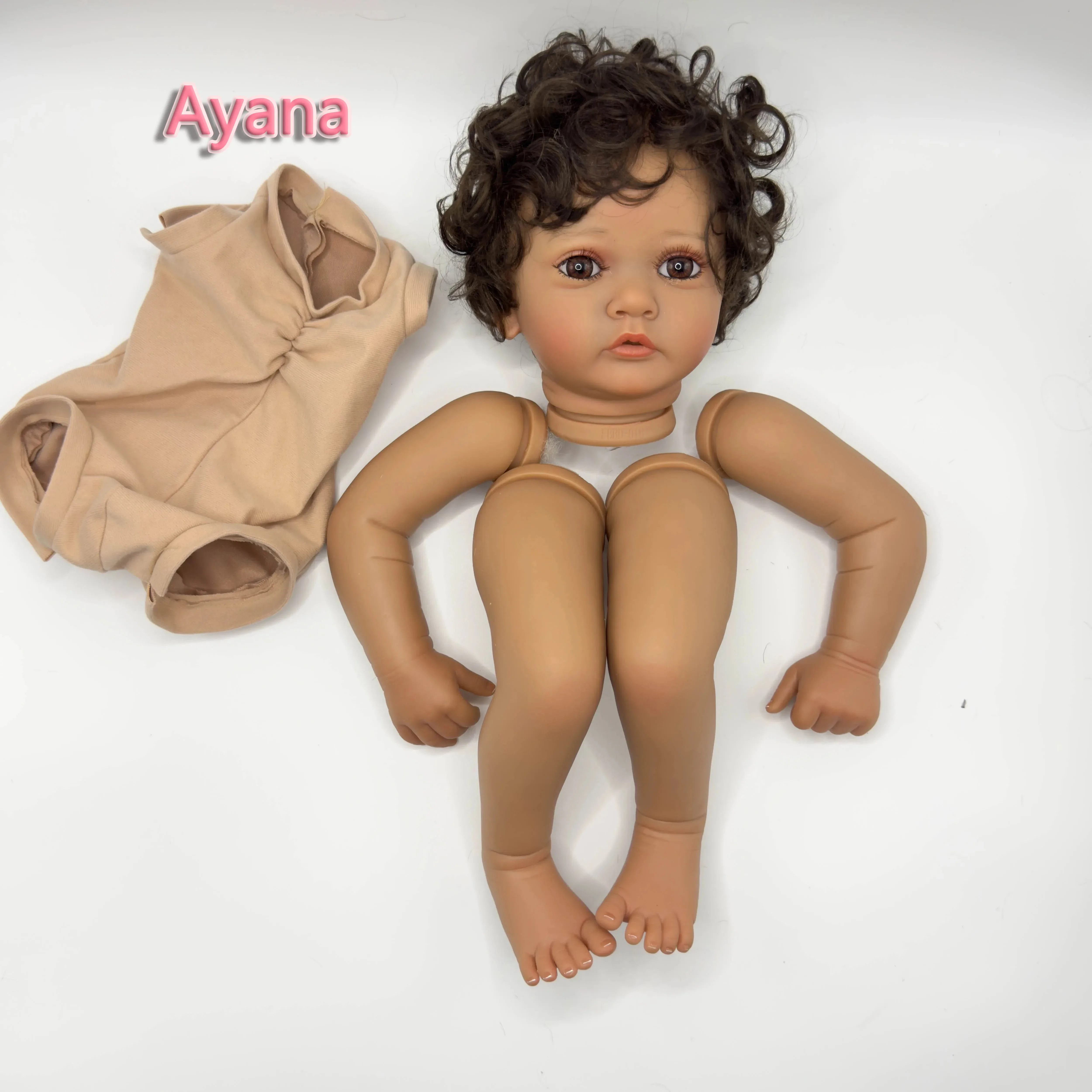 24inch Ayana/Sue-sue/Jaylan/Mila/Tutti/Blue Sparrow/Ellie/Ellie Unfinished Brown skin Reborn Doll Kit Parts With Body and eye