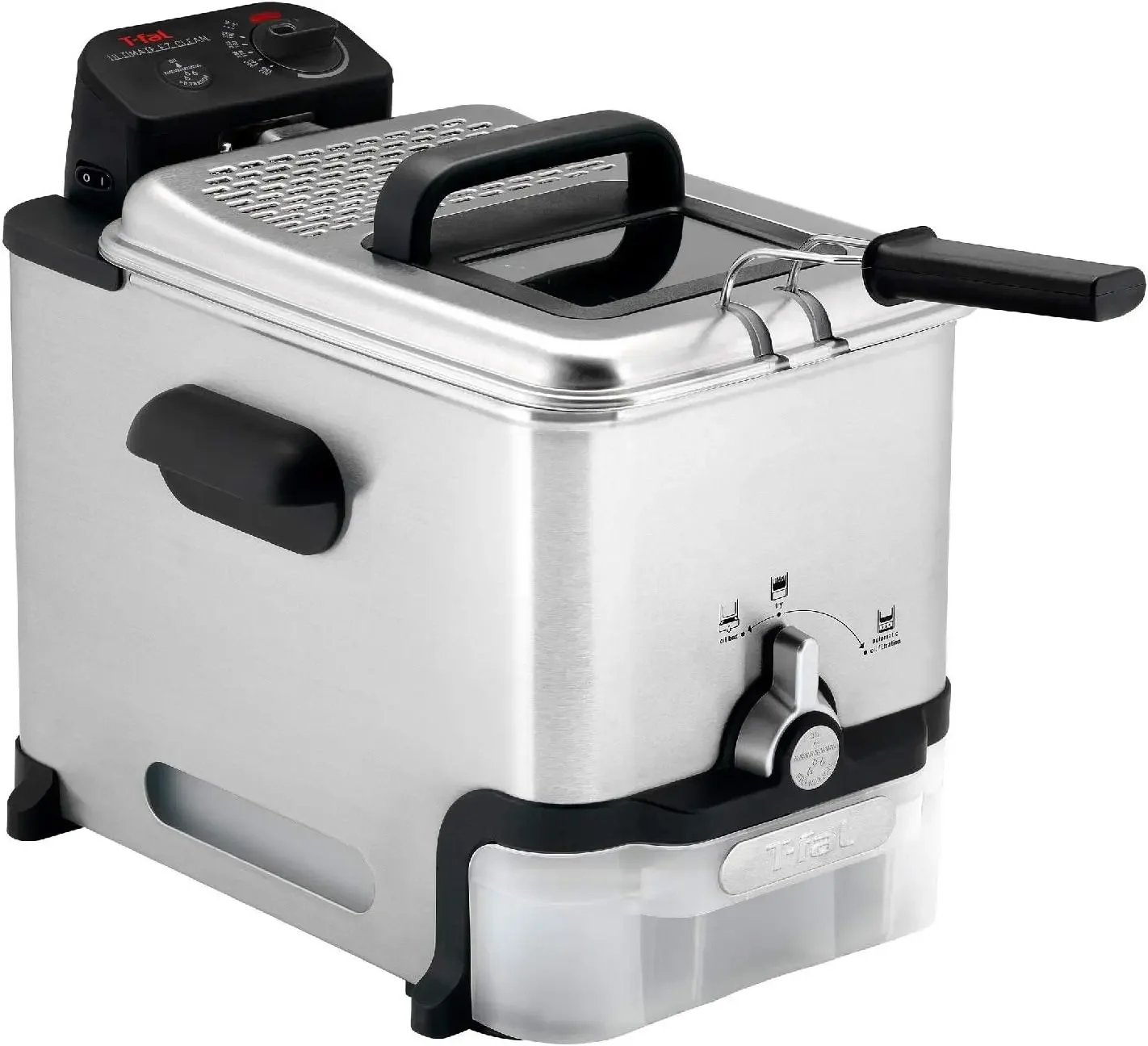 3.5L Stainless Steel Deep Fryer with Basket, 1700W, Oil Filtration, Temp Control, Digital Timer, Dishwasher Safe Parts