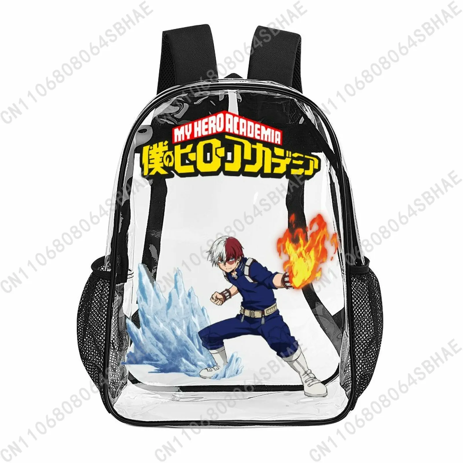 

My Hero Academia Shoto Todoroki Trendy 17 Inch Backpack Teenage Girls Boys Personalized Transparent School Bag Cool PVC Gifts