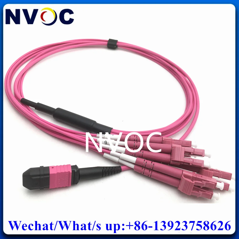 MPO Female (SENKO)-8xLC 2.0mm 0.5M Fanout Fiber Optic Patch Cord,3.0mm 8Cores Mini LSZH 1M Pink Round Cable MPO Jumper Connector