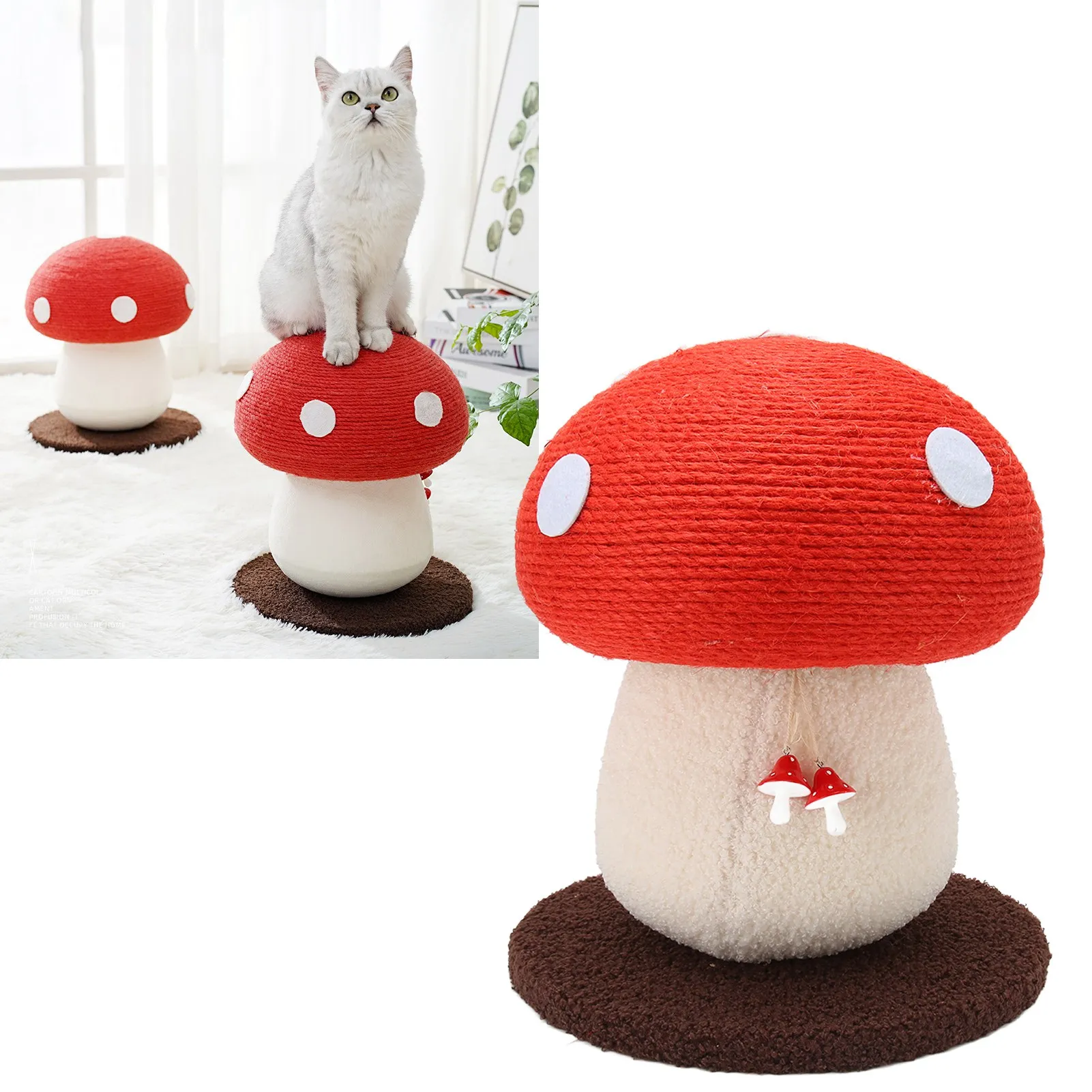 Mushroom Shaped Cat Scratch Pad Durable Grinding Claws Sisal Interactive Skin Friendly Cute Cat Scratching Board For Pets