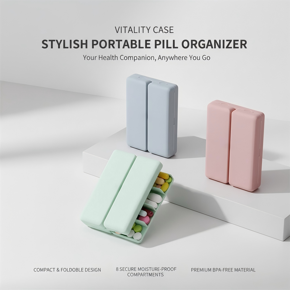  7 Grids Wheat Straw Organizer Container for Tablets Travel Pill Box with Seal Ring Small Medicine Storage Box