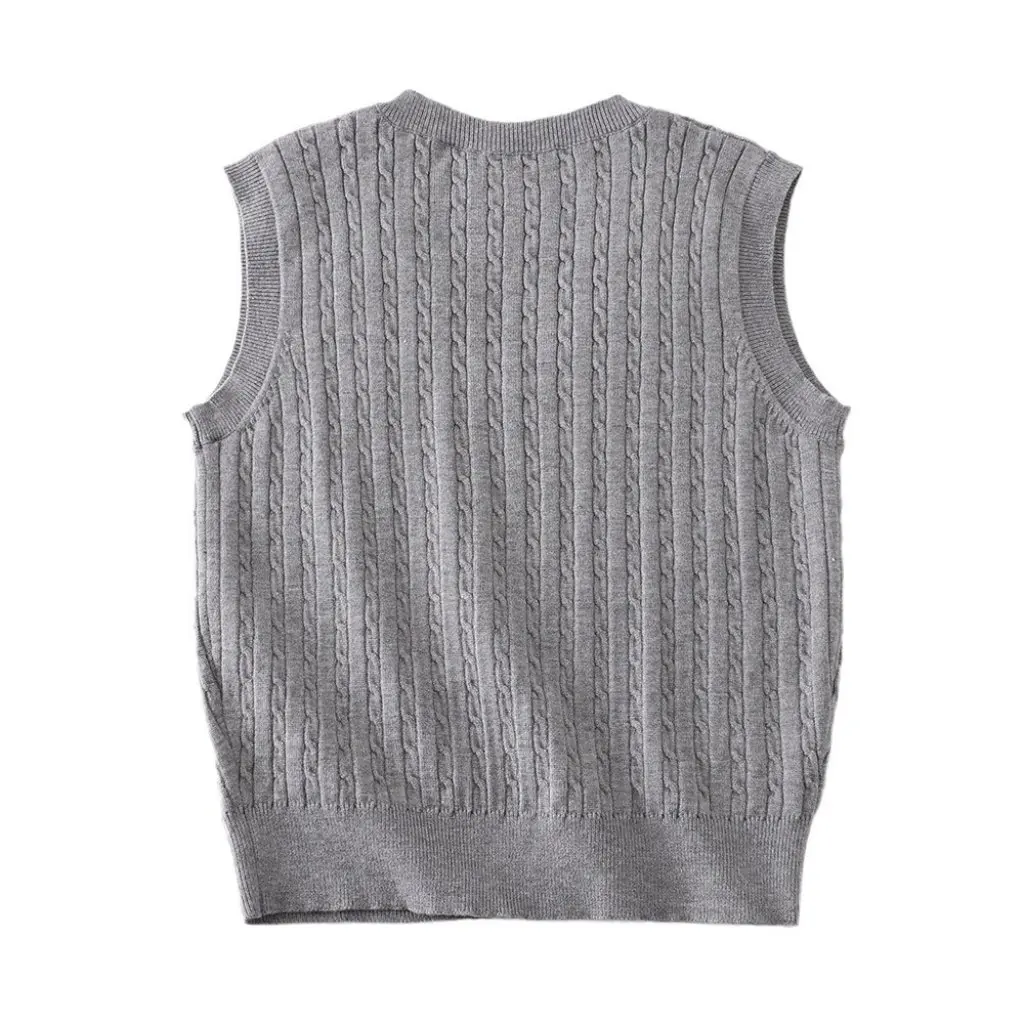 

Song Private Original Embroidered Vest JK Uniform College Style All-Match Core Yarn Sweater Women's Fashion Top