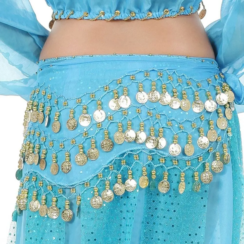 Bufanda de cadera con lentejuelas y borlas para mujer, falda de bailarina, cadena de cintura, cinturón de danza del vientre