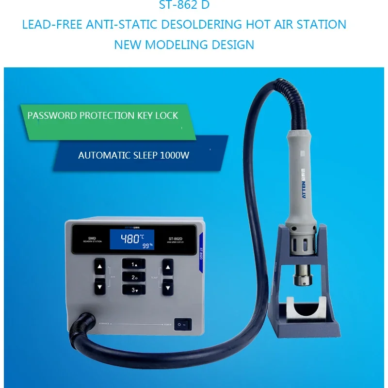 Automatic Hot Air Gun ST-862D Intelligent Digital Display Hot Air Gun 110V/220V/1000W  PCB Chip Repair And Desoldering Station