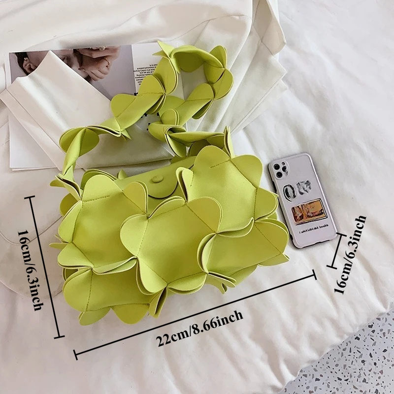 حقيبة صغيرة صيفية 2025 نظام موري الجديد أخت ناعمة حقيبة بتلات الزهور ثلاثية الأبعاد حقيبة كتف للإبط PU #2