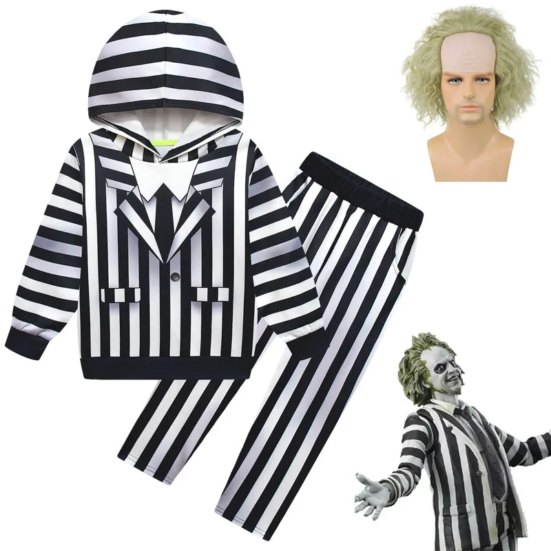 Детская одежда BBeetle Juice 2, карнавальный костюм на Хэллоуин, подземный мир Mage BBeetleJuiceS, комплект париков для косплея, костюм для выступлений