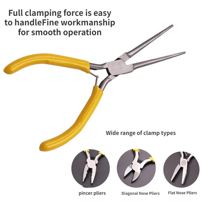 Sharp-nosed Pliers Vise 5-inch Handmade Jewelry DIY Mini Pliers Multi-function Wire Cutters Beveled Curved-nosed Pliers
