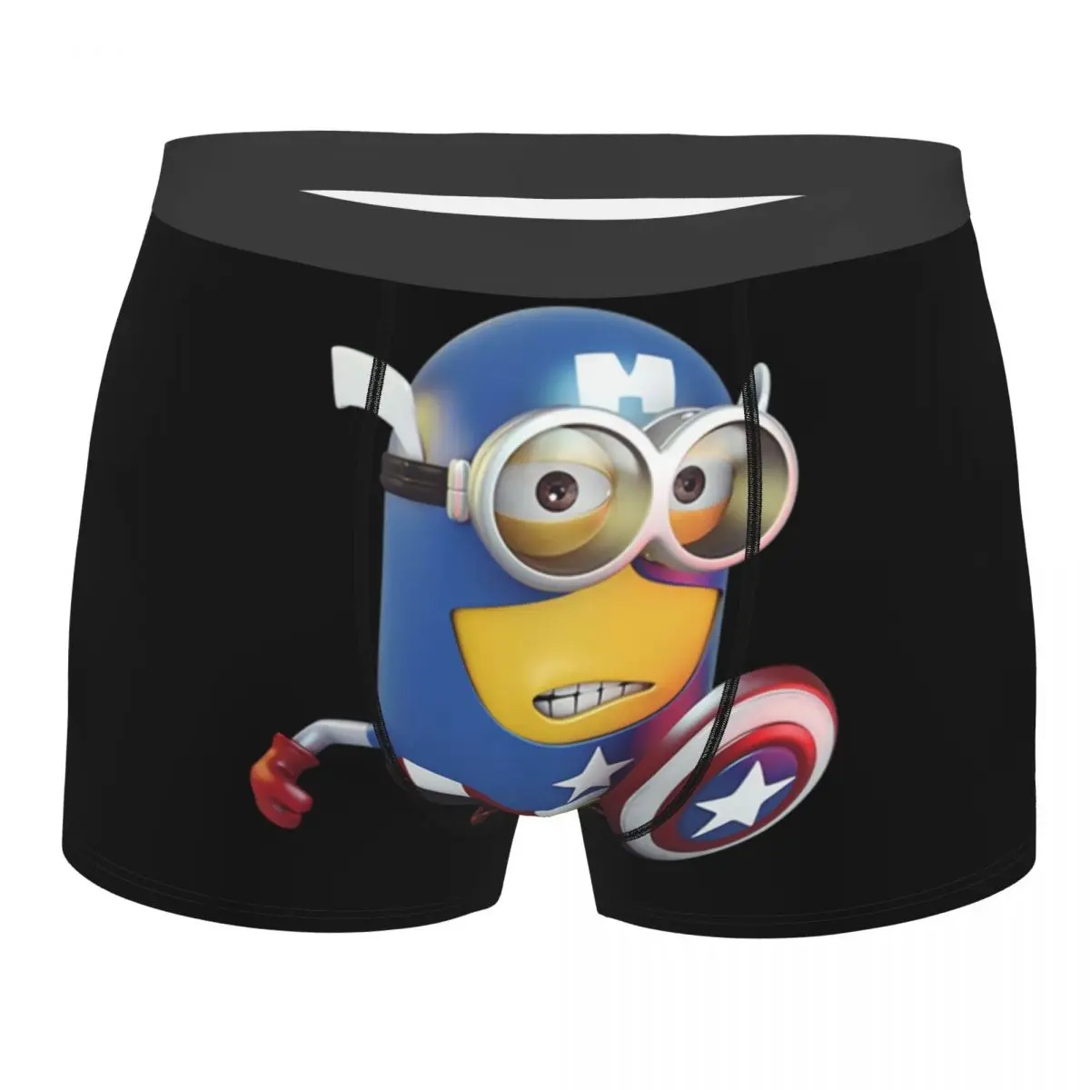 

Custom Male Cool M-Minions Cartoon Captain Shield Underwear Boxer Briefs Soft Shorts Panties Underpants