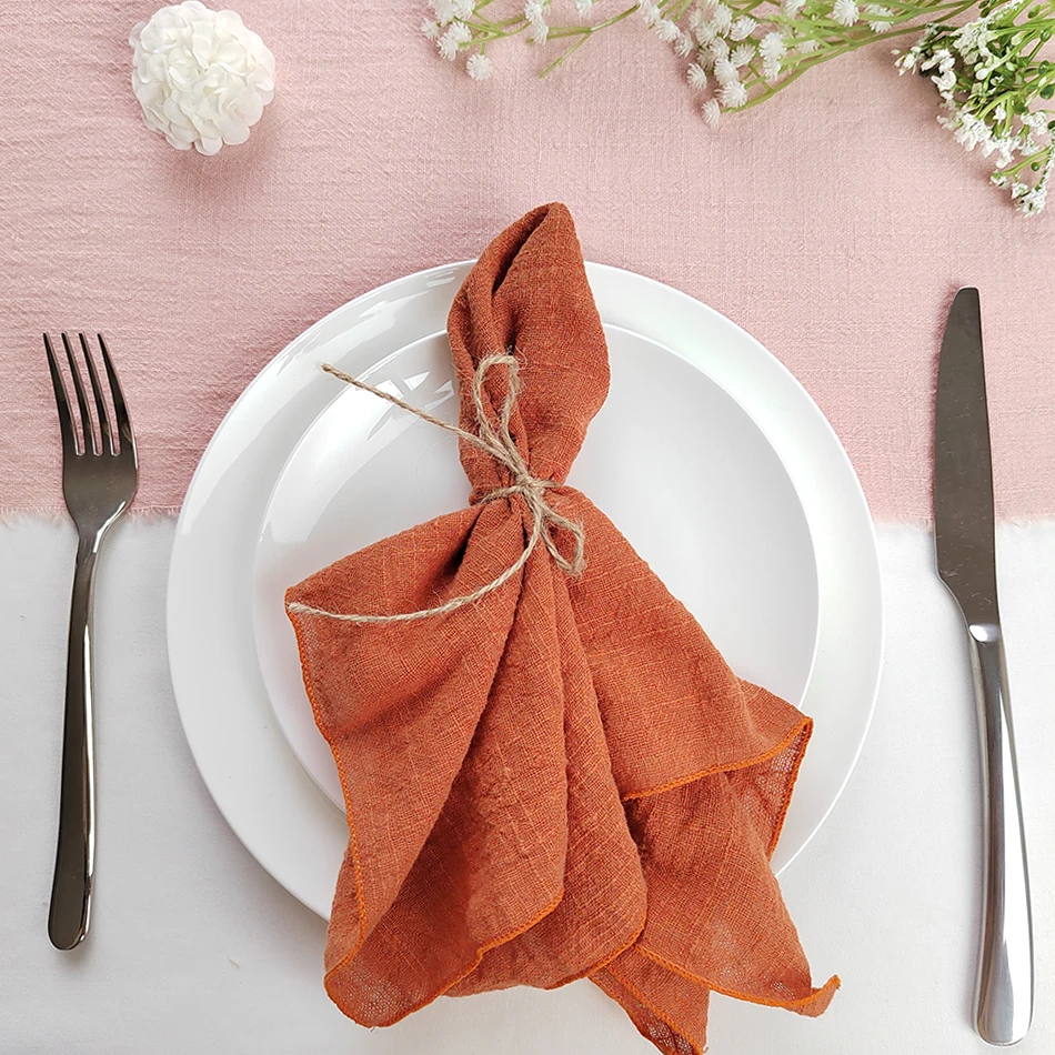 Set Of 10 Gauze Crepe Cloth Napkins Pack Pure Cotton Fabric 40x40cm Wedding Decor Everyday Use Dinner Tea Towel Table Village