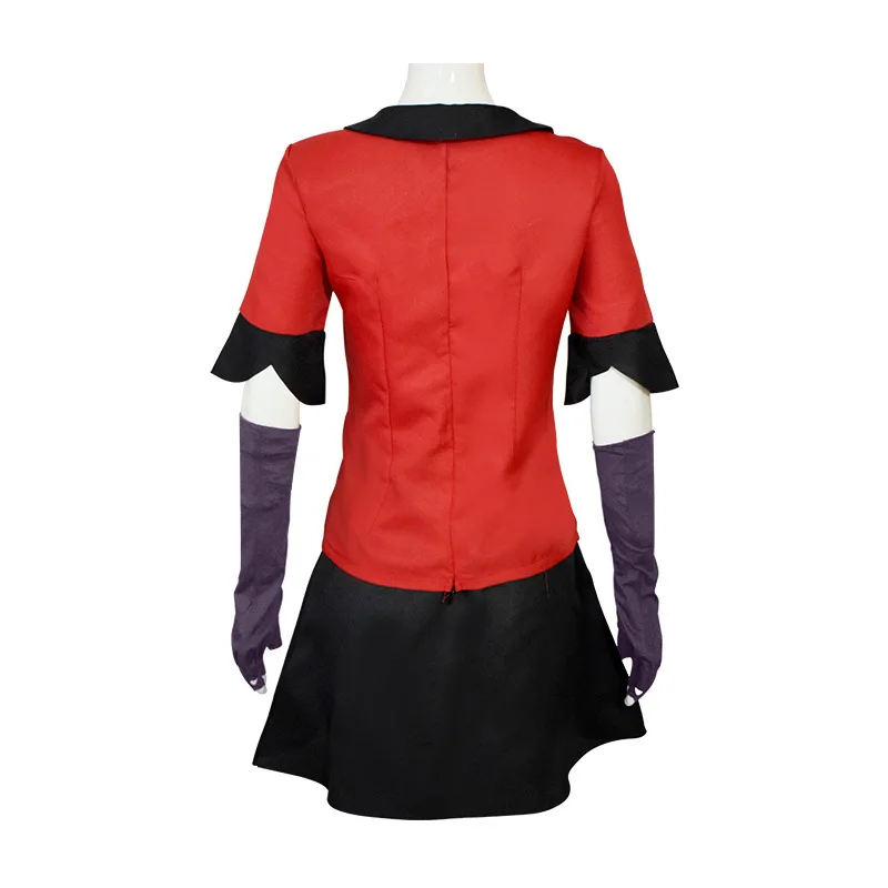 Vaggie Cosplay Costume Haz bin Cos Hotel Red Uniform Top Skirt Gloves Socks Full Set Suits for Adult Halloween Party Fancy
