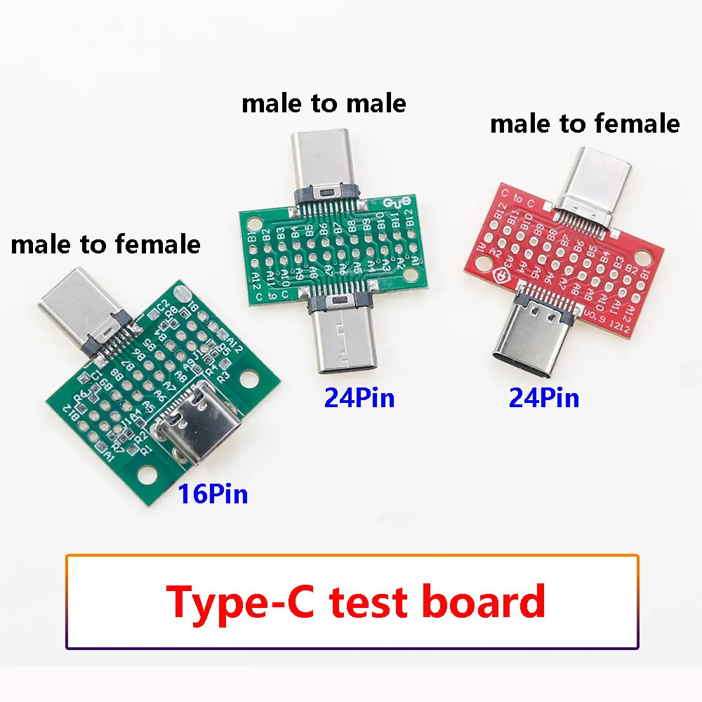 1ชิ้นอะแดปเตอร์บอร์ดทดสอบ PCB 3.1ตัวผู้/ตัวเมียกับตัวผู้/ทีเสียบยูเอสบี USB-C ปลั๊กปลั๊กคอนเนคเตอร์16P/24P 2.54มม.
