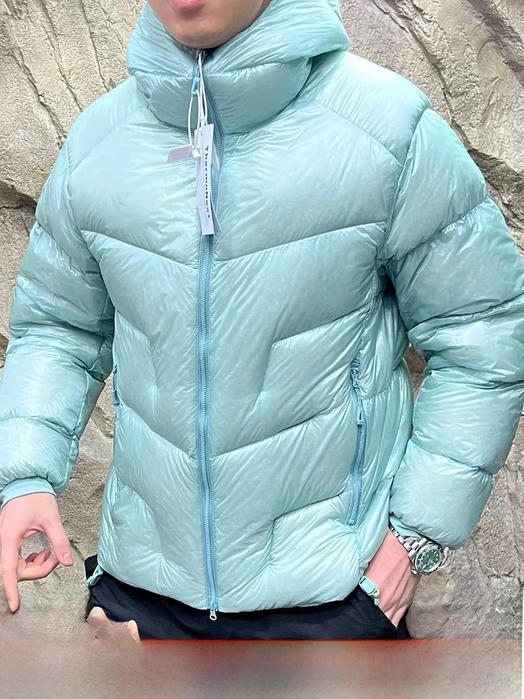 

High Fill Power 90 White Du down Puffer Jaet Winter Outdoor ex Hooded Bread Sle Warm Windproof Long Sve Zipper Coat