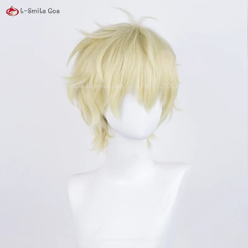 Sally Sousuke anime cosplay parrucca 30cm light golden cruly parrucche da uomo resistente al calore parrucca sintetica per capelli