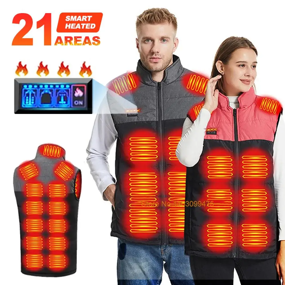 

Self Heat Vest 21 Zone Heated Jacket Men Women Keep Warm Accessories Heated Coats Heated USB Rechargeable Skiing Jackets Washed