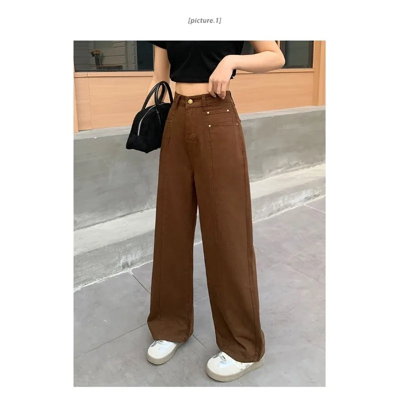 Loose Fit Denim Jeans Women Straight Leg Wide Leg Washed Vintage Retro High Waist Comfortable Casual Trousers pants Jeans
