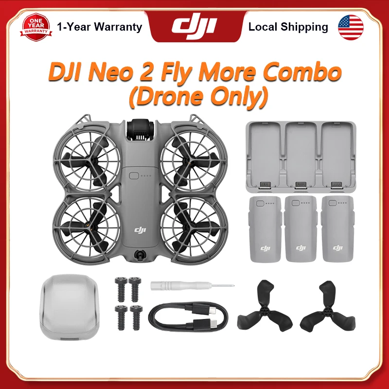 DJI Neo 2 4K Drones With Camera Palm Takeoff & Landing Gesture Control Smooth Reliable Tracking 12m/s Faster Tracking Speed Lightweight Foldable Mini Drone All-Around Safety & Flexible Flight With 3 B