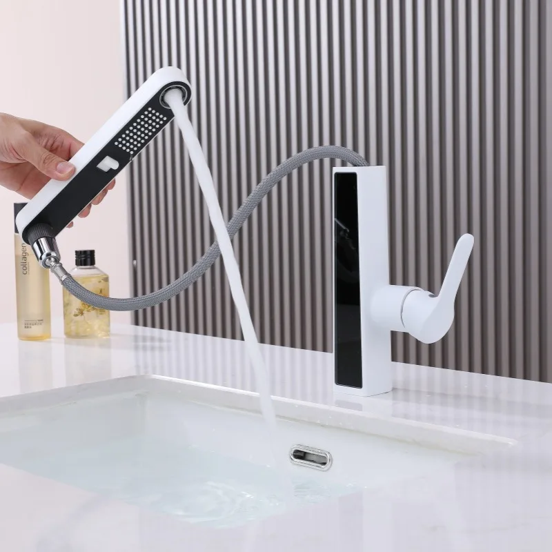 New Selling Popular Put Out Hot &Cold Wash Basin Faucet White Washbasin Washroom Mouthwash Faucet Beautiful And Durable