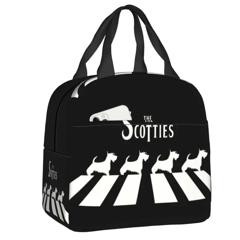 The Scotties Insulated Lunch Tote Bag for Women Scottish Terrier Dog Resuable Thermal Cooler Bento Box School