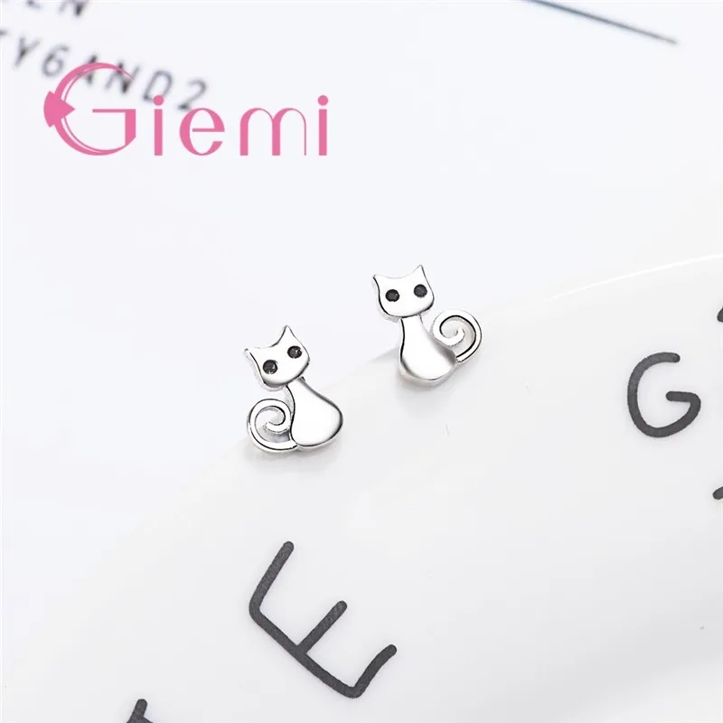 

Silver Cute Cat Shape Stud Earrings for Women Girls 925 Sterling Silver Jewelry Fine Top Quality Anniversary Birthday Gifts