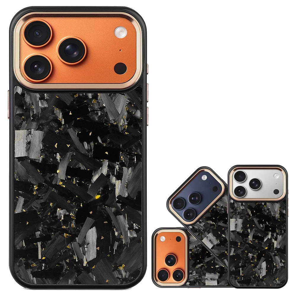 

Премиальный чехол из настоящего кованого углеродного волокна для iPhone 17 Pro Max, противоударный противоскользящий чехол для беспроводной зарядки