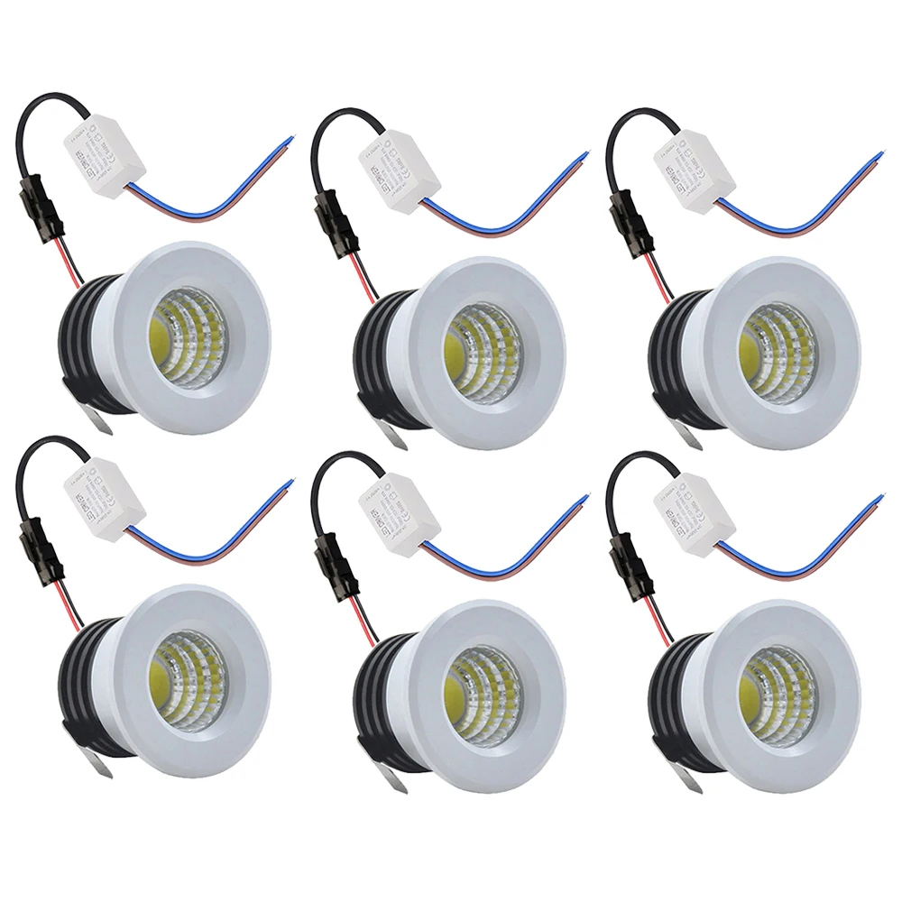 

6x Mini COB LED downlight 100V 120V 230V 30mm Hole Recessed Cabinet Light Household Bathroom Washingroom Shelf Mirror Light