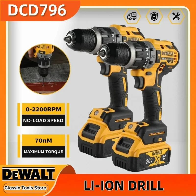 

Аккумуляторная ударная дрель-шуруповерт DeWalt DCD796 бесщеточная, портативная, электрическая, пистолетного типа