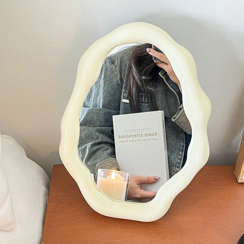 1pc Light Luxury High-end Feeling Small Mirror Home High-value Makeup Mirror Desktop Adjustable Ornament