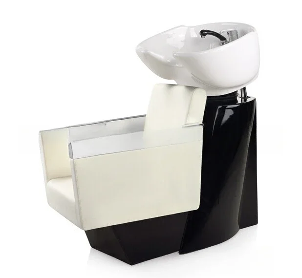 Barber shop shampoo bed ceramic basin flush bed seated shampoo chair semi-reclining flush chair head therapy equipment